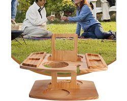 Picknicktafel Hout - Buiten Tafel - Drankjes Dragen - Inklapbaar Met Houder - 30x36x43cm - Multicolor