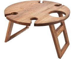 Picknicktafel Hout - Wijntafel Inklapbaar - Buiten Genieten - Met Glazen Houders - 395 x 245 cm - Natuurlijk Hout