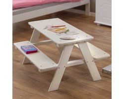 Picknicktafel kinderen Hannah - wit - Interlink - Kindertafel en stoeltjes - Wit - Hout - Kindertafel en stoeltjes -