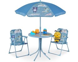 Picknicktafel Kinderen met Parasol - Speeltafel - Zandtafel - Kinder Tuinset - Camping - Blauw