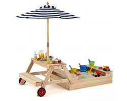 Picknicktafel - Kinderen - Tuintafel - Multifunctionele Picknick tafel - Speeltafel - Geschikt voor Buiten -Natuurlijk, Blauw, Wit