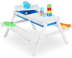 picknicktafel kinderen - zand en watertafel - 50 x 89 x 85 cm - hout - wit