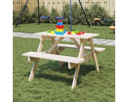 Picknicktafel met banken - Buitenmeubel set - Gezellig buiten zitten - Geïntegreerde zitplaatsen - 71 x 79 x 52 cm