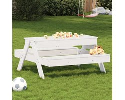 Picknicktafel met zandbak voor kinderen massief grenenhout wit