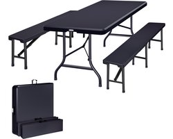 Picknicktafel Set - 1 Biertafel 2 Bierbanken Inklapbaar 180cm - Grijs