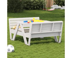 Picknicktafel voor kinderen 88x122x58 cm massief grenenhout wit