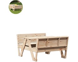 Picknicktafel voor Kinderen - Houten Tuintafel met Zitjes - Multifunctionele Picknick tafel - Geschikt voor Buiten - Speeltafel - Kindvriendelijk Ontwerp - Grenenhout