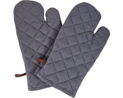 Picnic Ovenwanten 2 stuks 100% katoen | Richmond Graphite | Ovenhandschoenen Grijs | 15x32cm