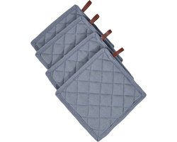 Picnic Pannenlappen set van  4 stuks 100% katoen | Richmond Dove| Ovenwanten Lichtgrijs | 20x20cm