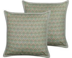 PICTUS - Sierkussen set van 2 - Olijfgroen - 45 x 45 cm - Katoen