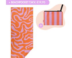 PIECE OF SUN® Strandlaken groot 90x200 cm – Lila / Paars / Oranje – Zandvrij Sneldrogend Microvezel Badlaken – Duurzaam & Lichtgewicht – Black Friday deal - Cadeau voor vrouwen - Sinterklaas & Kerstcadeau