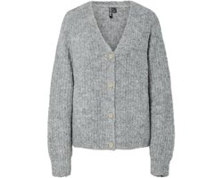 Pieces Vest Pccleo Ls V-neck Knit Cardigan Noos 17158926 Medium Grey Melange Dames Maat - M