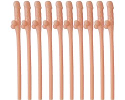 Piemel rietjes - Beige - Herbruikbaar - Vrijgezellenfeest - Piemel decoratie - Penis rietjes