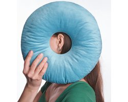 Piercing Kussen - Donut Kussen Met Gat Voor Oor - Hoofdkussen Zijslaper - Verstelbare Vulling - 29x29 cm - Ringkussen - Piercingkussen - Hoofd Kussen - Zijslaper Kussen - Blauw
