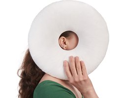 Piercing Kussen - Donut Kussen Met Gat Voor Oor - Hoofdkussen Zijslaper - Verstelbare Vulling - 29x29 cm - Ringkussen - Piercingkussen - Hoofd Kussen - Zijslaper Kussen - Wit