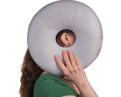 Piercing Kussen - Donut Kussen Met Gat Voor Oor - Hoofdkussen Zijslaper - Verstelbare Vulling - 29x29 cm - Ringkussen - Piercingkussen - Hoofd Kussen - Zijslaper Kussen - Grijs