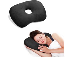 Piercing Kussen - Hoofdkussen - Oorkussen - Donut Kussen met Gat Voor Oor - Hoofdkussen Zijslaper - Ringkussen - Oorpijn Verlichten - Voor Iedere Slaaphouding - Orthopedisch Hoofdkussen - Oordoppen Slapen - Hoofd Kussen - Zijslaapkussen - Zwart