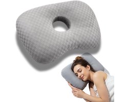 Piercing Kussen - Orthopedisch Oorkussen met Gat - Zijslaap Kussen Volwassenen - Ringkussen voor Oorpijn - Donut kussen - Grijs