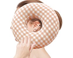 Piercingkussen met gat, donutkussen, oorgatkussen voor zijslapers, donutoorkussen, rond oorkussen, piercing-kussen, oorkussen met gat voor oorpijn (oranje)