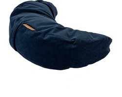 Pierre Sports Halve Maan Yoga Kussen - Donkerblauw - Gevuld met Hennepvezels - 22x40x12cm