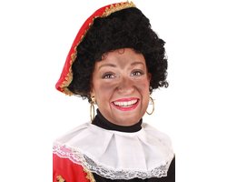Pieten Pruik Zwart Krullen - met Gratis 2x Haarnetje - Pietenpruik Piet Krulletjes - Sint Sinterklaas Haren Afro Haar Sinterklaas Kado