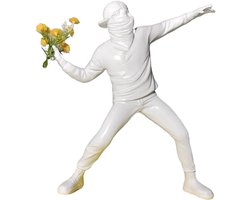 PIGPIGFLY Banksy figuur sculptuur, figuren, woonkamerdecoratie, woonwinkeldecoratie, moderne abstracte kunstsculpturen decoratie, kantoordecoraties, polyresin, cadeau (wit)