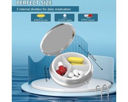 Pillendoosje 3 Compartimenten Geneeskunde Pillendoosje, Draagbare Geneeskunde Tablet Vitamine Houder Organizer voor Portemonnee Tas Reiscadeau(Grijs gemarmerd goud)