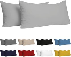 Pillow 70x40 cm (veel 2) 100% katoentrui 150 GSM - Grijs - kussensloop 40x70 katoen - resistent en hypoallergeen kussendeksel voor kussen