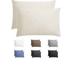 Pillowcases 60x70 - 2 Stuks - 100% Katoen - Hotel Sluiting - Beige