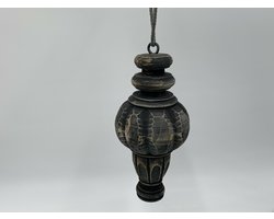 Pinakel ornament aan hanger / touw klos vintage grijs bruin groot 19,5 x 9 cm hout | 655997 | Home Sweet Home | Stoer & Sober Woonstijl