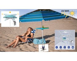Pincho - LUXE KLEURRIJKE ALUMINIUM PARASOL Model 200 - 8 Fiber Baleinen - Zandboor - Kantelbaar - Windvaan - UV Bescherming - Draagtas - Strandparasol - Tuinparasol