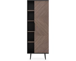 Pinelli R1D boekenrek - hoge vakkenkast - 70 / 190 cm - opbergkast - boekenkast met deuren en planken - hoge metalen poten - Maxi Maja