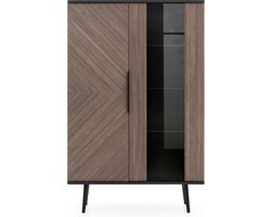 Pinelli WIT2D vitrinekast - vitrine cabinet - met glas - 2 deuren - metalen poten - glazen planken - (BxHxD) 90x140x41 cm - Maxi Maja