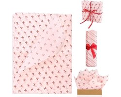 Pink Bow Wrapping Paper - 10 Sheets - Cute Beautiful Bow Tissue Paper - Bowknot Craft Paper for Birthdays Weddings Christmas Valentine's Day Gift Bags Packaging (70x50cm)