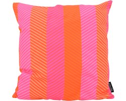 Pink Orange Stripes Kussenhoes | 45 x 45 cm | Katoen/Polyester