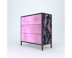 Pinky Dream - Ladekast - Rose/Zwart - Metal/Glas/Fluweel - 90*90*45 cm