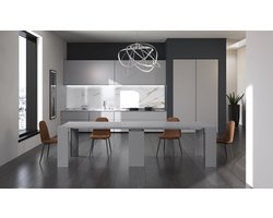 Pinocchio - Uitschuifbare console (42,5/302,5 x 90 cm) in grijs gelakt MDF