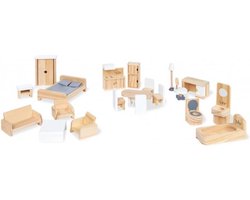 Pinolino - Poppenhuis Meubels - 20 Delig - Massief Hout - Naturel - Leuk Sinterklaas en Kerstcadeau