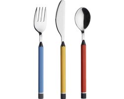 Pintinox Matite 3-delige babyset uit rvs en kunststof blauw, rood en geel in cadeauverpakking