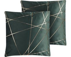 PINUS - Sierkussen set van 2 - Donkergroen - 45 x 45 cm - Fluweel
