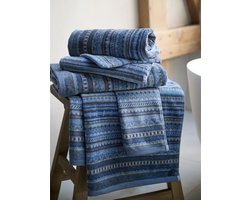 Pip Studio badgoed Geometric Print dark blue - gastendoekje 30x50 cm