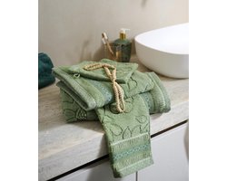 Pip Studio badgoed Jasmin Jacquard groen - gastendoekje 30x50 cm