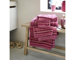 Pip Studio Badlaken Geometric Print Dark Pink 70x140