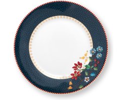 Pip Studio Berry Blues Blue Gebaksbordje ⌀17cm Blauw met subtiele Bloemenrand