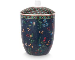 Pip Studio Berry Blues Blue Voorraadpot met losse deksel - donkerblauw bloemen