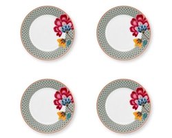Pip Studio - Blooming Tales ontbijtborden - Blauw - Set van 4 - 21cm