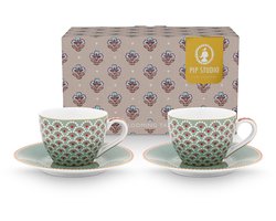 Pip Studio - Blooming Tales - Set van 2 - Espresso kop en schotel Blauw