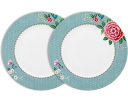 Pip Studio Blushing Birds Dinerborden - Blauw - Porselein - Set van 2 - 26.5cm