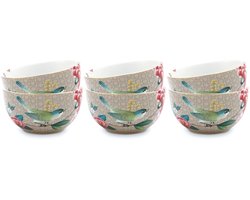 Pip Studio Blushing Birds Kommen - Ontbijtkom - Ronde schaaltjes - Servies set van 6 - 12cm