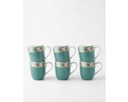 Pip Studio Blushing Birds Mokken - Koffiekopjes met Oor - Koffiemok - Servies set van 6 - 200ml